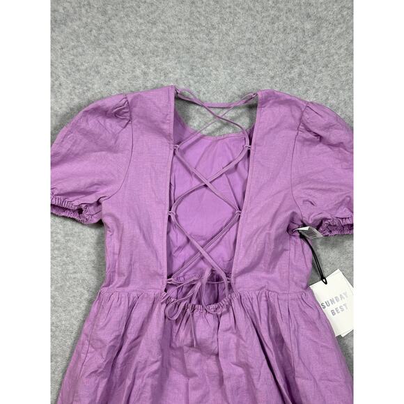 Sunday Best Womens Size 2XS Saida Mini Dress Linen Organic Cotton NWT - Picture 9 of 10